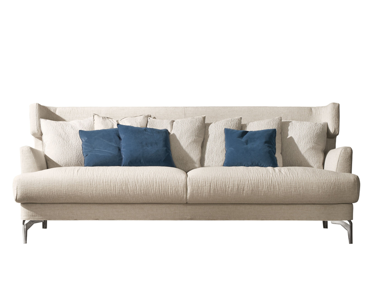 Well il divano personalizzato italiano in pelle bianca con cuscini blu